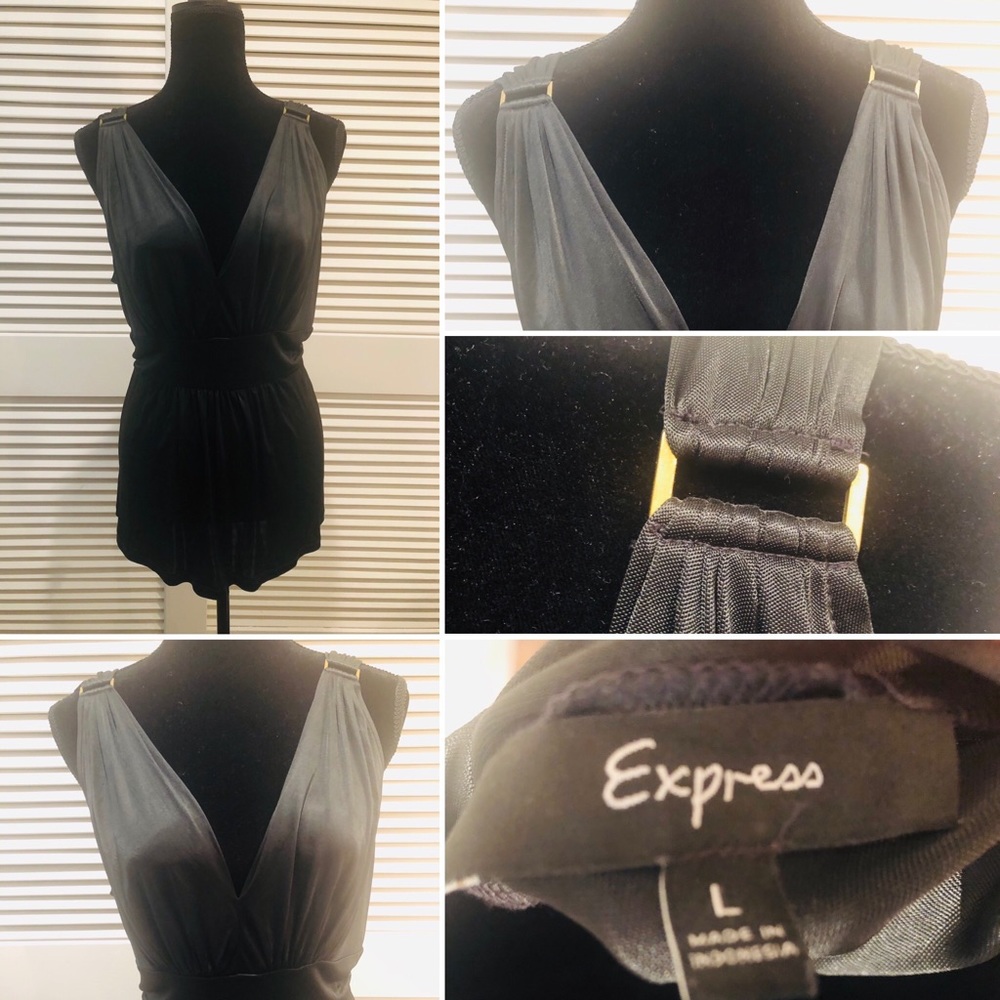 Black Express Plunge Top